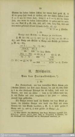 II. Abschnitt. Von den Decimalbrüchen