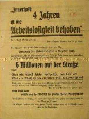 Wahlflugblatt der NSDAP zur Reichstagswahl 1933