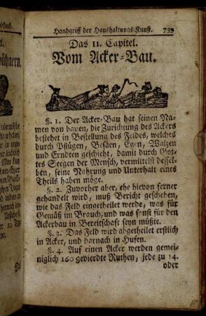 Das 11. Capitel. Vom Acker-Bau. - Das 15. Capitel. Von den fließenden Wassern.