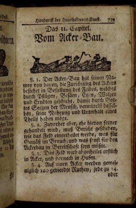 Das 11. Capitel. Vom Acker-Bau. - Das 15. Capitel. Von den fließenden Wassern.