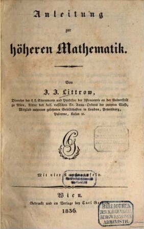Anleitung zur höheren Mathematik