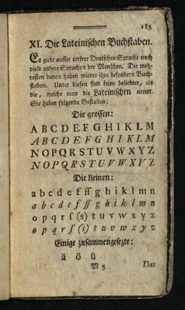 XI. Die Lateinischen Buchstaben
