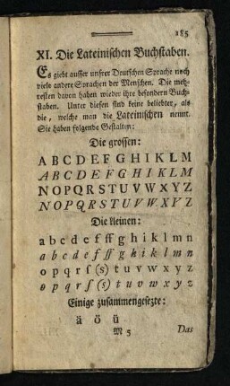 XI. Die Lateinischen Buchstaben