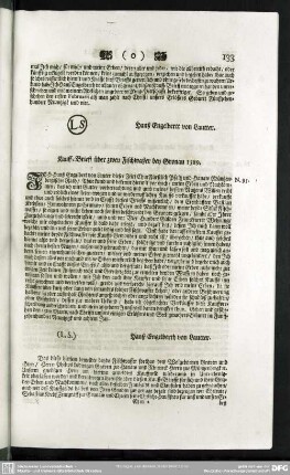 N.95. Kauff-Brieff über zwey Fischwaßer bei Gronau 1589