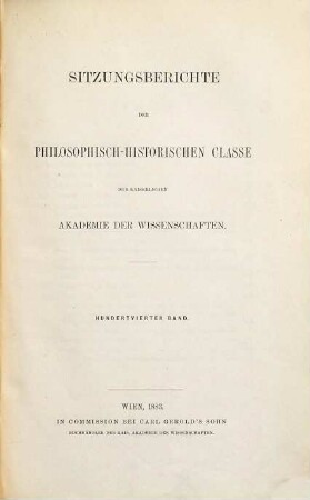 Sitzungsberichte. 104. 1883