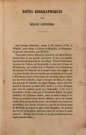 Notes sur la vie et les écrits d'Euloge Schneider, accusateur public du Département du Bas-Rhin