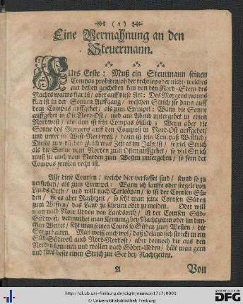 Eine Vermahnung an den Steuermann.