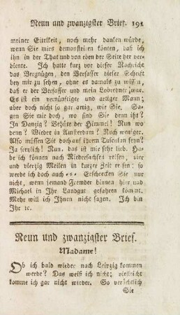 Neun und zwanzigster Brief.