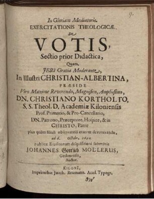 Didactica: Exercitationis Theologicae De Votis, Sectio .... Didactica