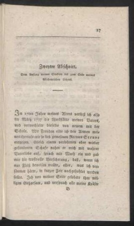 Zweyter Abschnitt. Vom Anfang meiner Studien bis zum Ende meines Akademischen Lebens