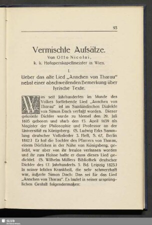 Vermischte Aufsätze