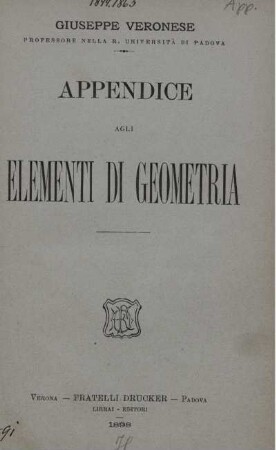 App.: Elementi di Geometria. Appendice