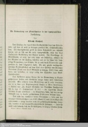 Die Verwendung von Metallschnitten in der typographischen Ausstattung