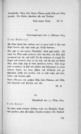 133 Wandsbeck, den 15. März 1805.