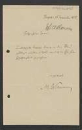 Brief von Moritz Willkomm an Unbekannt