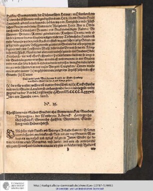 No. 35. Schristiern van Gades Gnaden tho Dennemarcken/Sweden/Norwegen/der Wende etc. Könick/Hertoge tho Schleßwick/Greuetjo Holsten/Stormarn/Oldenborg und Delmenhorst.