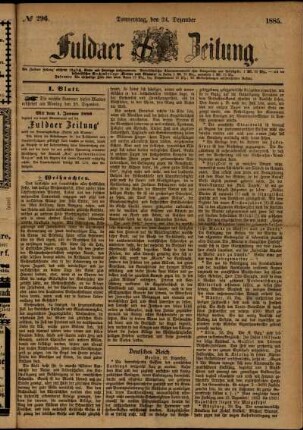 Ausgabe vom Donnerstag, den 24. Dezember 1885.