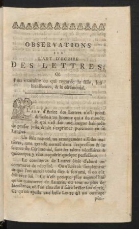 Observations Sur L'Art D'Ecrire Des Lettres, ...