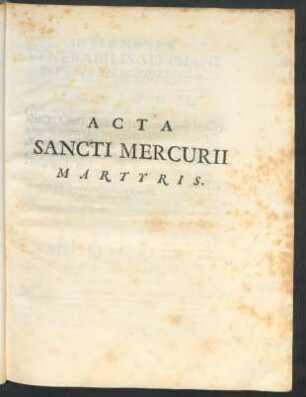Acta Sancti Mercurii Martyris