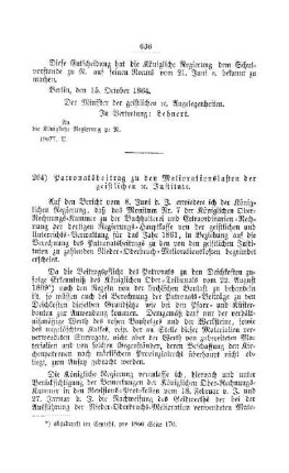 Patronatsbeitrag zu den Meliorationslasten der geistlichen etc. Institute : [IV. Elementarschulwesen]