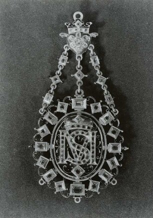 Monogrammanhänger MS mit Miniaturmalerei unter Deckel