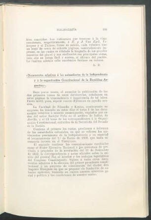 "Documentos relativos á los antecedentes de la Independencia y á la organización Constitucional de la República Argentina"