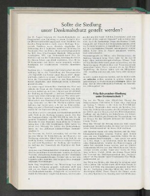 Fritz-Schumacher-Siedlung unter Denkmalschutz?