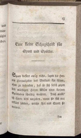 Eine kleine Schutzschrift für Spott und Spötter.