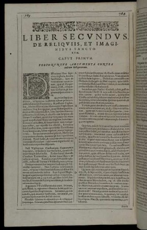 Liber Secundus, De Reliquiis, Et Imaginibus Sanctorum.