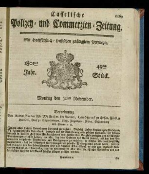 49tes Stueck, Montag den 30ten November 1801