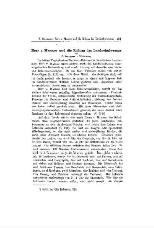 Herr v. Massow und die Reform des Landschulwesens