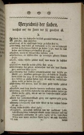 Verzeichnis der sachen, welches auf die Zalen der §§ gerichtet ist