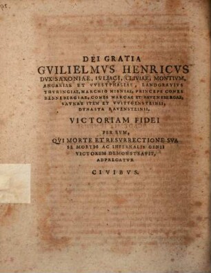 De Victoria Fidei Meditatio Paschalis : In Academia Ienensi Proposita