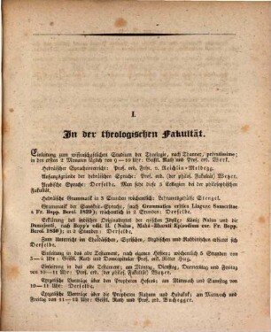 Ankündigung der Vorlesungen der Badischen Albert-Ludwigs-Universität Freiburg im Breisgau. 1831/32. WH