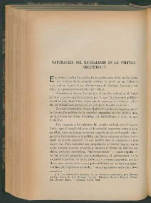 Naturaleza del radicalismo en la política argentina