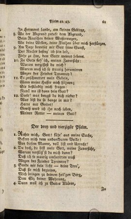 61-81, Der drey und vierzigste Psalm. - Der sechs und fünfzigste Psalm.
