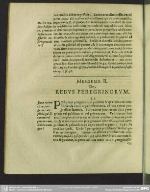 Membrum II. De Rebus Peregrinorum