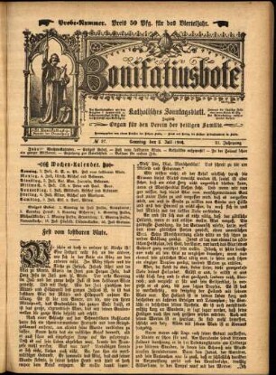Erste Ausgabe vom Sonntag, den 03. Juli 1904.