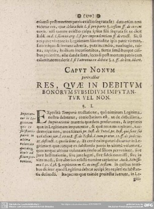 Caput Nonum pertractat Res, Quae In Debitum Bonorum Subsidium Imputantur Vel Non