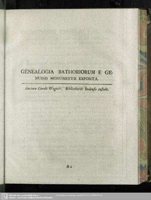 Genealogia Bathoriorum E Genuinis Monumentis Exposita