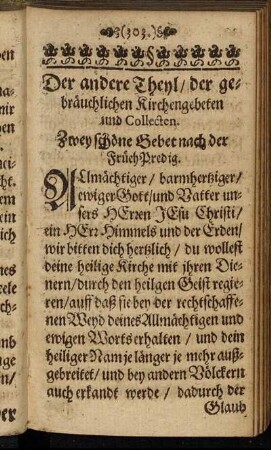 Der andere Theyl/ der gebräuchlichen Kirchengebeten und Collecten.