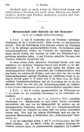 318-321, Mittäterschaft oder Beihülfe bei der Notzucht?