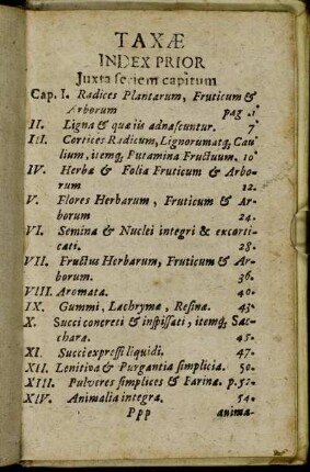 Taxe Index Prior Juxta feriem capitum.