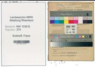 Entnazifizierung Franz Eickhoff , geb. 27.01.1893 (Bahnsekretaer)