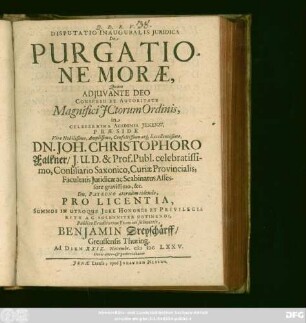 Disputatio Inauguralis Iuridica De Purgatione Morae