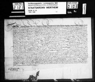 Graf Ludwig zu Stolberg, Königstein und Ruschefort und die Grafen Georg, Eberhard und Valentin zu Erbach, alle Herren zu Breuberg (Preuberg), errichten eine Teilung des Schlosses Breuberg (Preuberg).