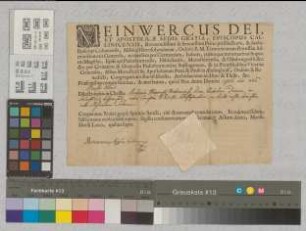 Weihbischof und Generalvikar Meinwerk zu Paderborn, Abt zu Abdinghof, bezeugt die Priesterweihe Anton Wigandts aus Nieheim. US