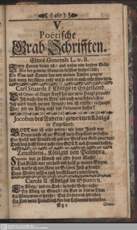 V. Poëtische Grab-Schrifften