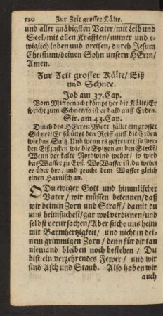 Zur Zeit grosser Kälte/ Eiß und Schnee.