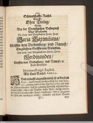 Ehrenpredigt ... Maria Maximiliana von Verdenberg